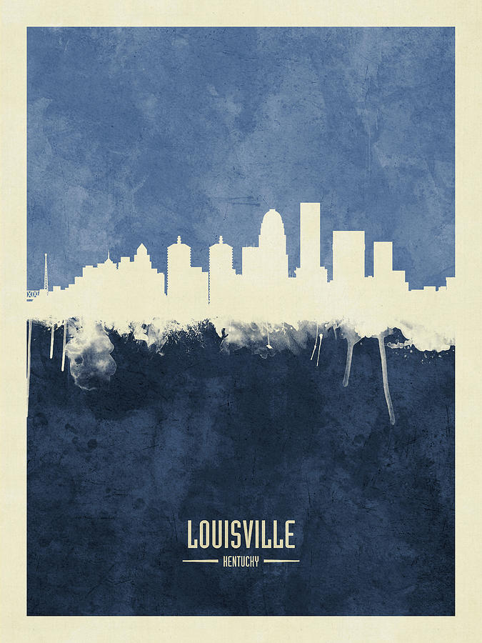 Louisville Digital Art - Louisville Kentucky City Skyline #18 by Michael Tompsett