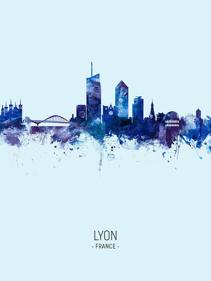 Skyline Digital Art - Lyon France Skyline #18 by Michael Tompsett