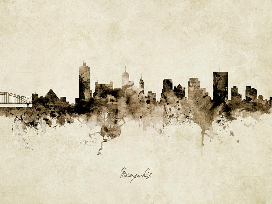 Memphis Digital Art - Memphis Tennessee Skyline #18 by Michael Tompsett