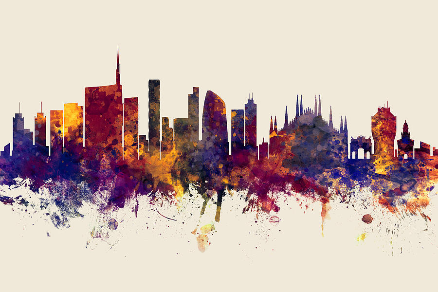 Milan Italy Skyline #18 Digital Art by Michael Tompsett