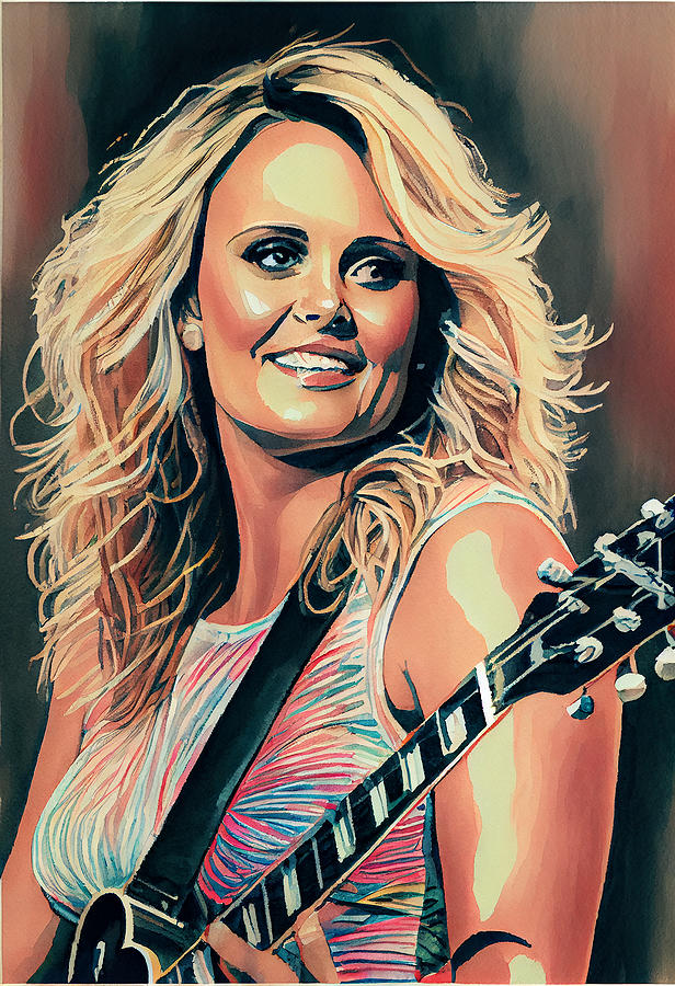 Miranda Lambert Watercolour Mixed Media by Tim Hill - Fine Art America