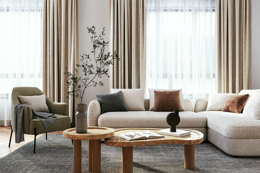 Modern living room interior - 3d render #18 Photograph by CreativaStudio Modern living room interior - 3d render #18 Photograph by CreativaStudio