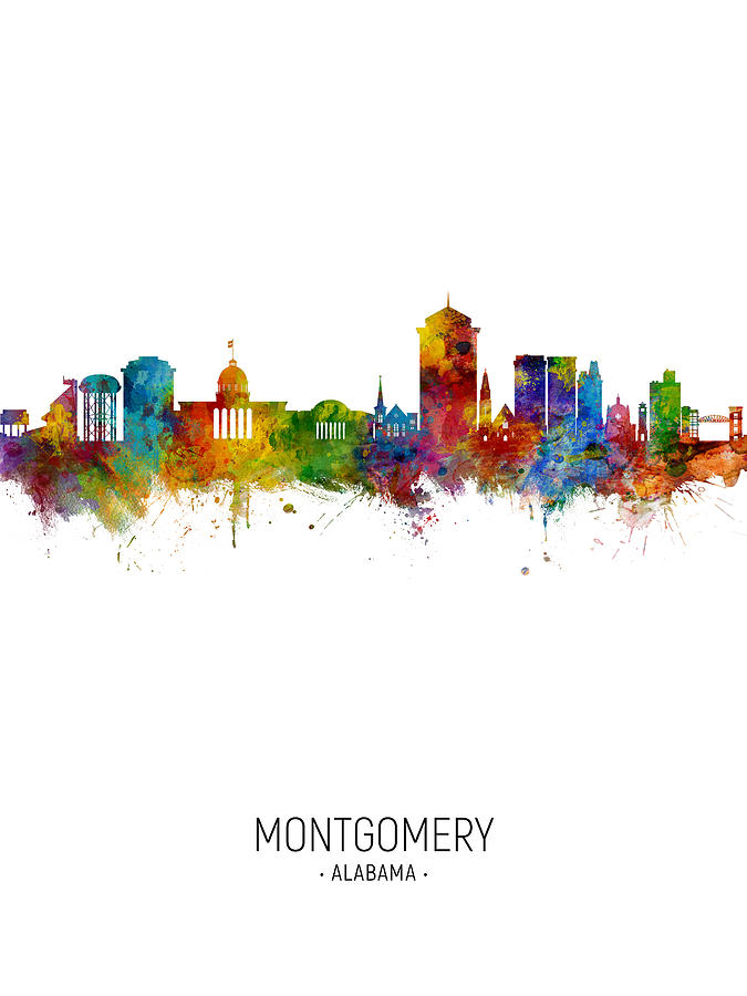 Montgomery Alabama Skyline #18 Digital Art by Michael Tompsett