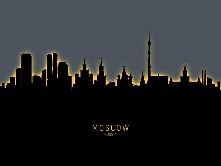 Moscow Digital Art - Moscow Russia Skyline #18 by Michael Tompsett