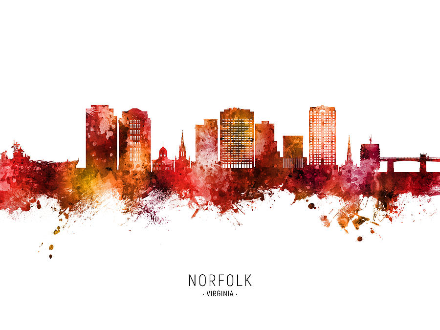 Norfolk Virginia Skyline #27 Digital Art by Michael Tompsett