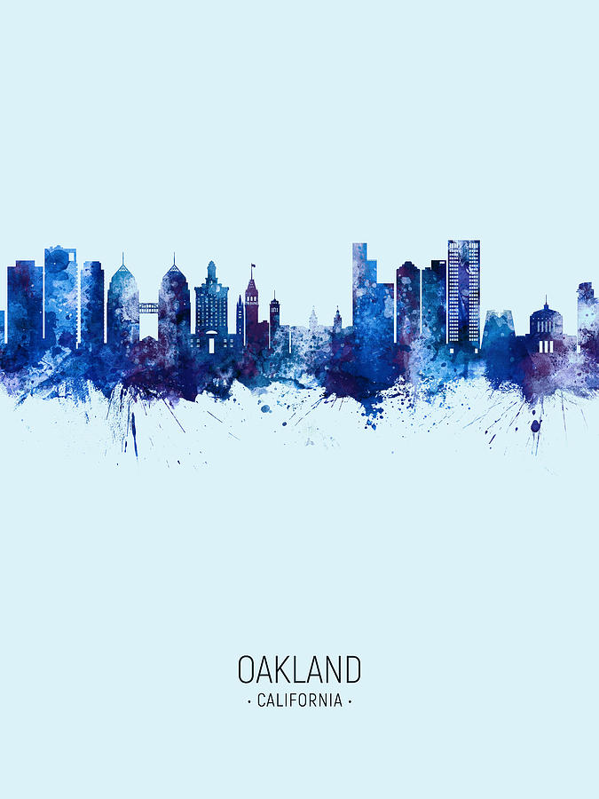 Oakland Digital Art - Oakland California Skyline #18 by Michael Tompsett