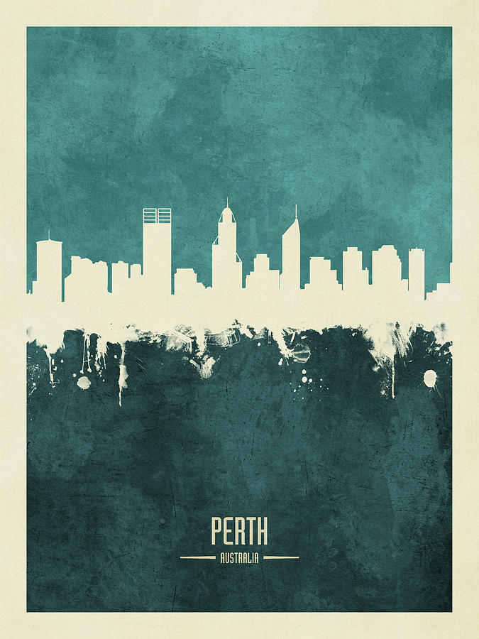 Perth Australia Skyline #18 Digital Art by Michael Tompsett