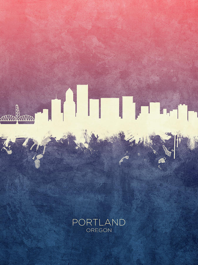 Portland Oregon Skyline #18 Digital Art by Michael Tompsett