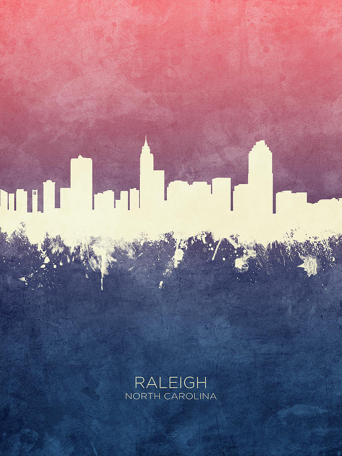 Raleigh Digital Art - Raleigh North Carolina Skyline #18 by Michael Tompsett