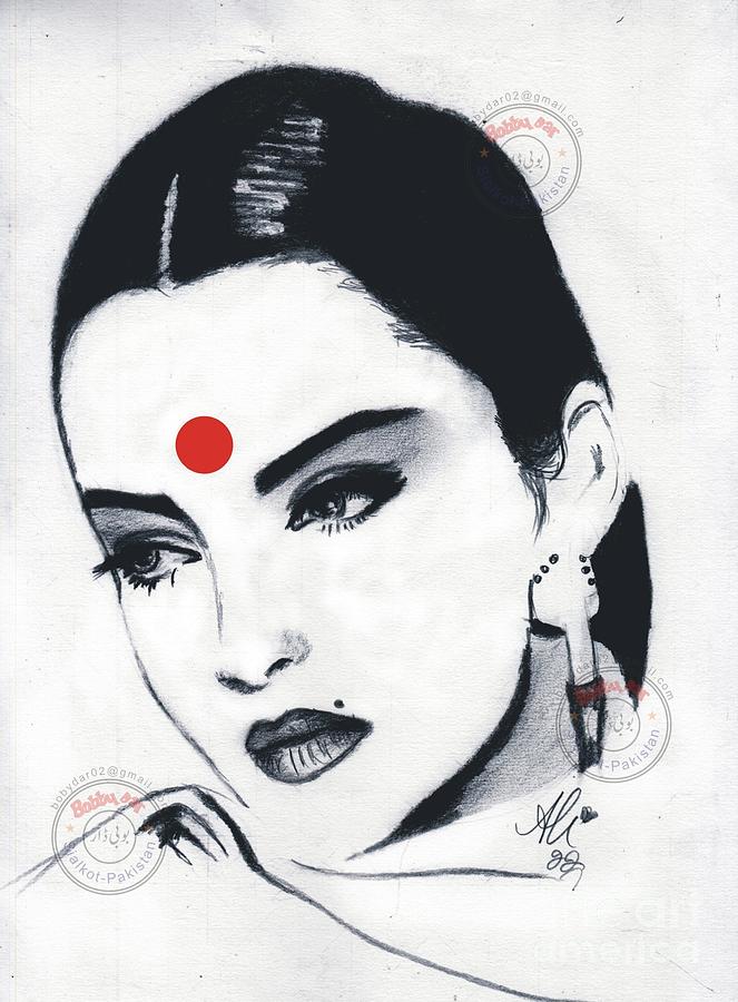 Rekha Drawing by Bobby Dar | Fine Art America