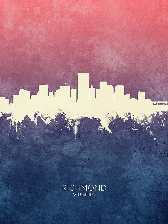 Richmond Digital Art - Richmond Virginia Skyline #18 by Michael Tompsett