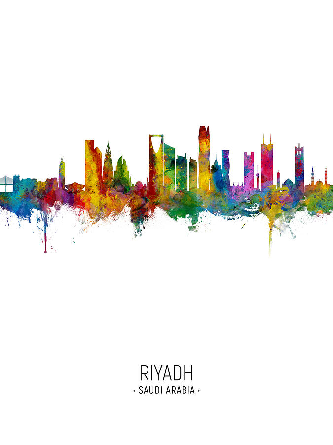 Skyline Digital Art - Riyadh Saudi Arabia Skyline #18 by Michael Tompsett