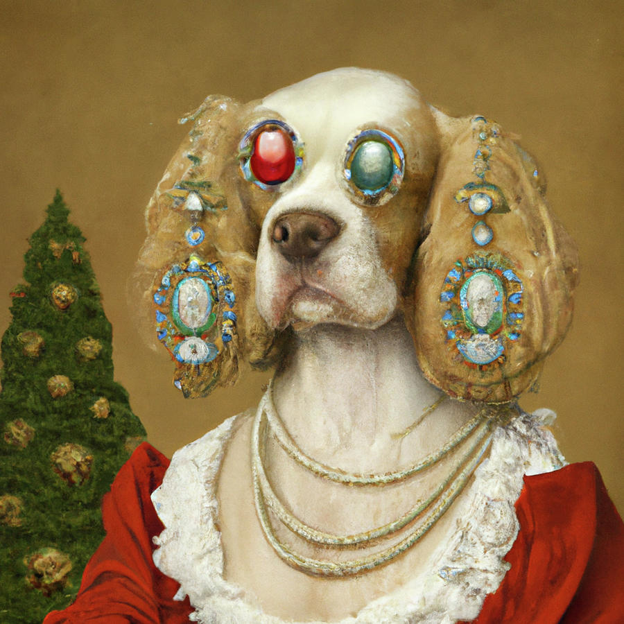 Royal, Ugly Christmas, Pet Portrait, Royal Dog Painting, Animal, King Portrait, Classic Pet Portrait #18 Painting by Ricki Mountain