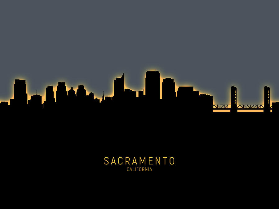 Sacramento California Skyline #18 Digital Art by Michael Tompsett