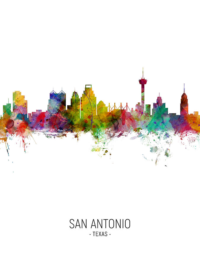 San Antonio Digital Art - San Antonio Texas Skyline #18 by Michael Tompsett