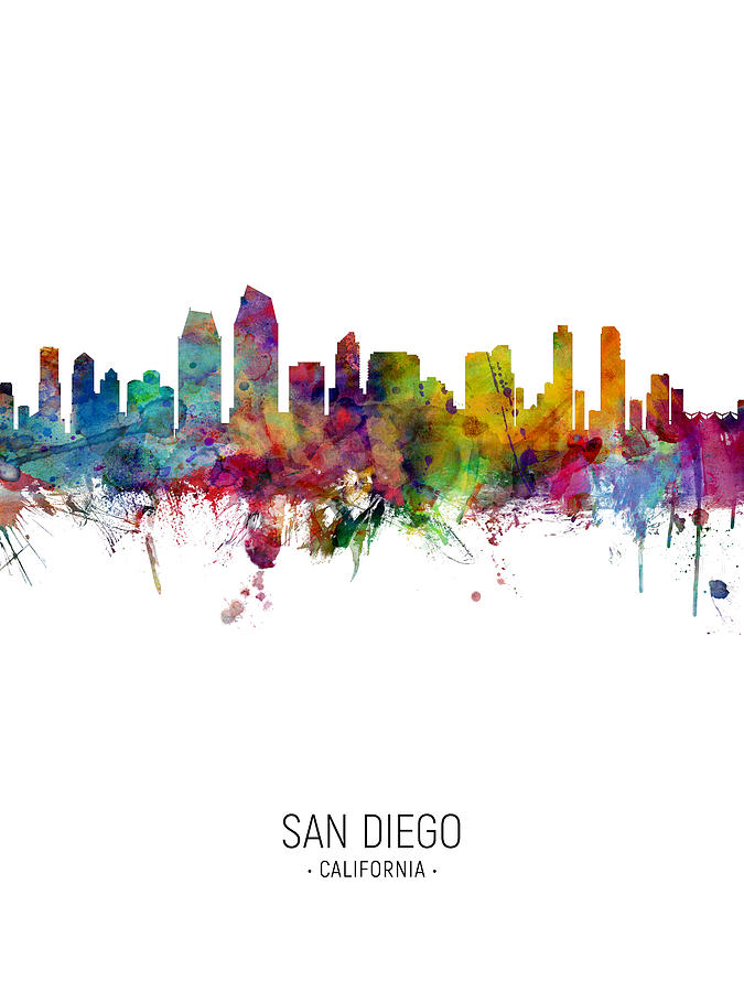 San Diego California Skyline #18 Digital Art by Michael Tompsett