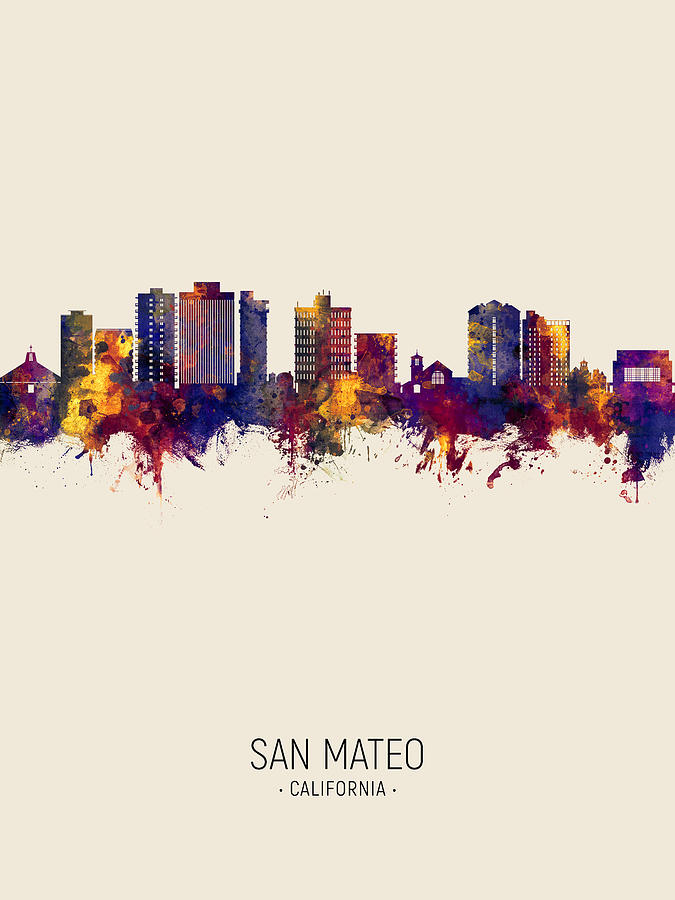 San Mateo California Skyline Digital Art by Michael Tompsett | Fine Art ...