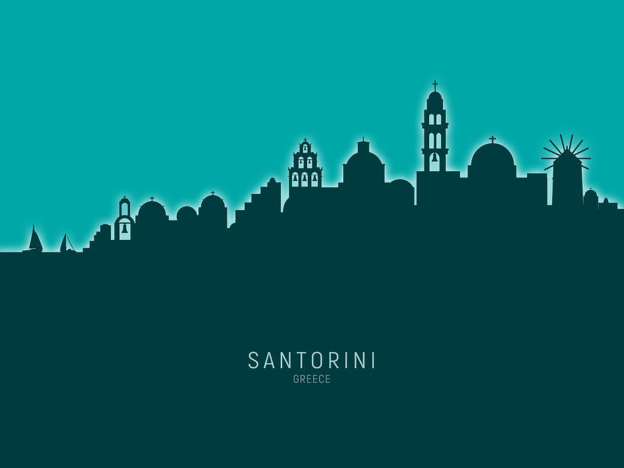 Skyline Digital Art - Santorini Skyline #18 by Michael Tompsett