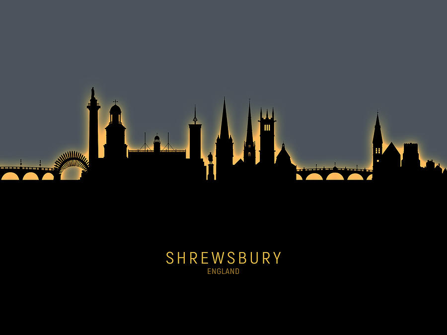 Shrewsbury England Skyline #18 Digital Art by Michael Tompsett