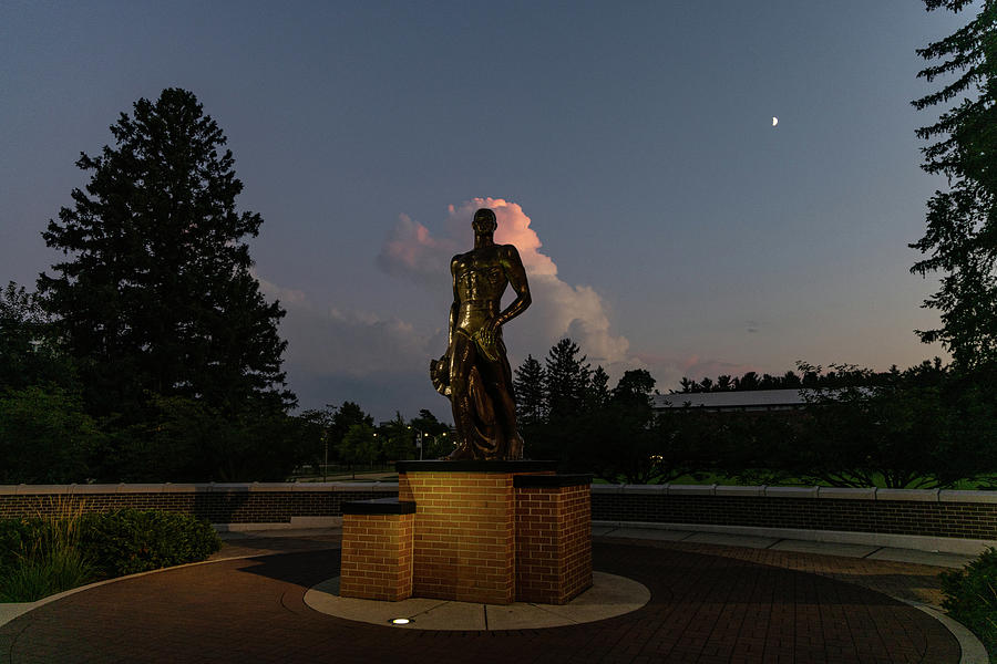 Spartan statue at night on the campus of Michigan State University in East Lansing Michigan #18 Photograph by Eldon McGraw