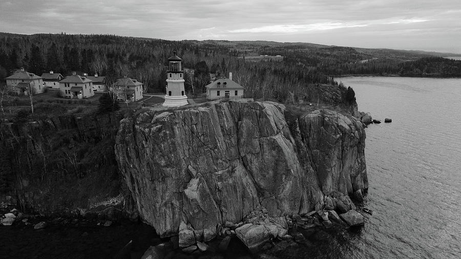 Split Rock Lighthouse in Minnesota located along Lake Superior in black and white #18 Photograph by Eldon McGraw