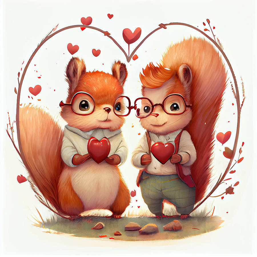 Squirrel Nutkin Valentine Mixed Media
