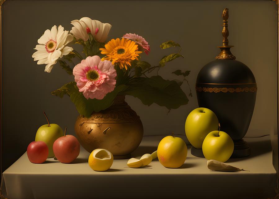 Fruit Digital Art - Still Life with Fruits, Generative AI Illustration #18 by Miroslav Nemecek