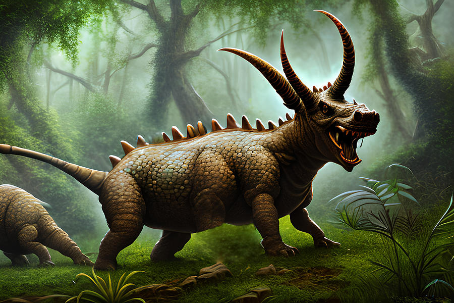Styracosaurus Dinosaur Generative Ai Illustration 18 Digital Art By Miroslav Nemecek Fine 