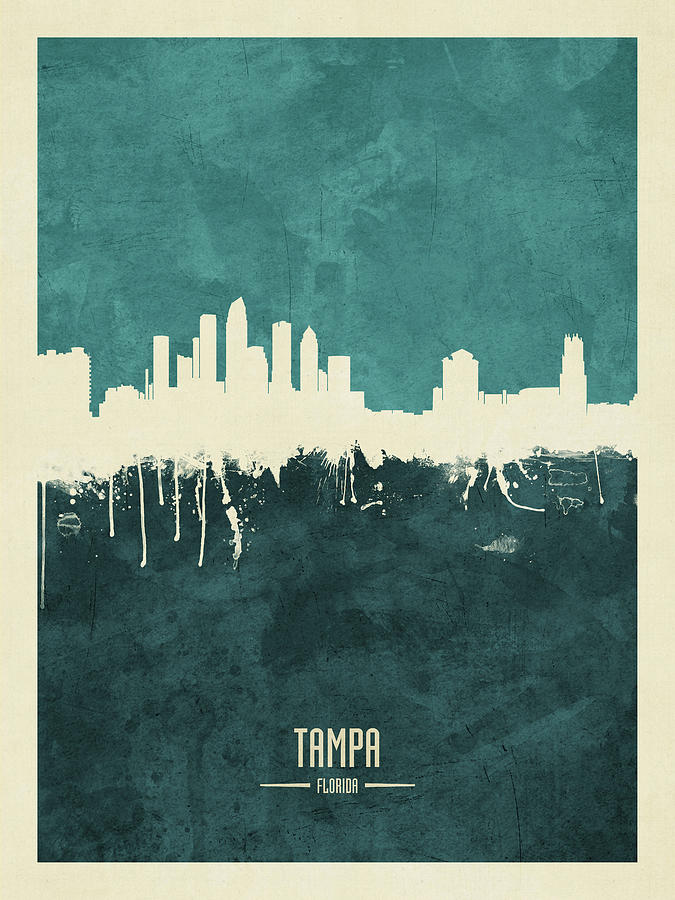 Tampa Florida Skyline #18 Digital Art by Michael Tompsett