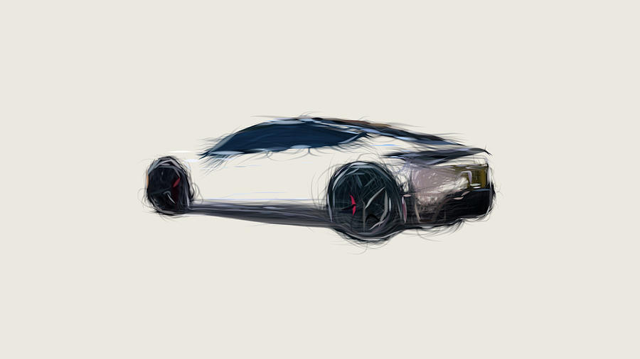 Tesla Roadster Car Drawing #18 Digital Art by CarsToon Concept