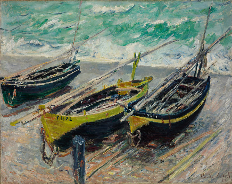 Three Fishing Boats Painting by Claude Monet - Fine Art America