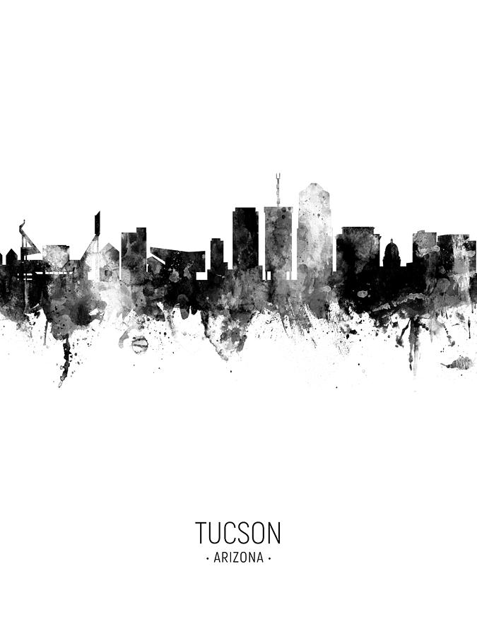 Tucson Digital Art - Tucson Arizona Skyline #18 by Michael Tompsett