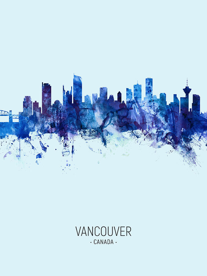 Skyline Digital Art - Vancouver Canada Skyline #18 by Michael Tompsett