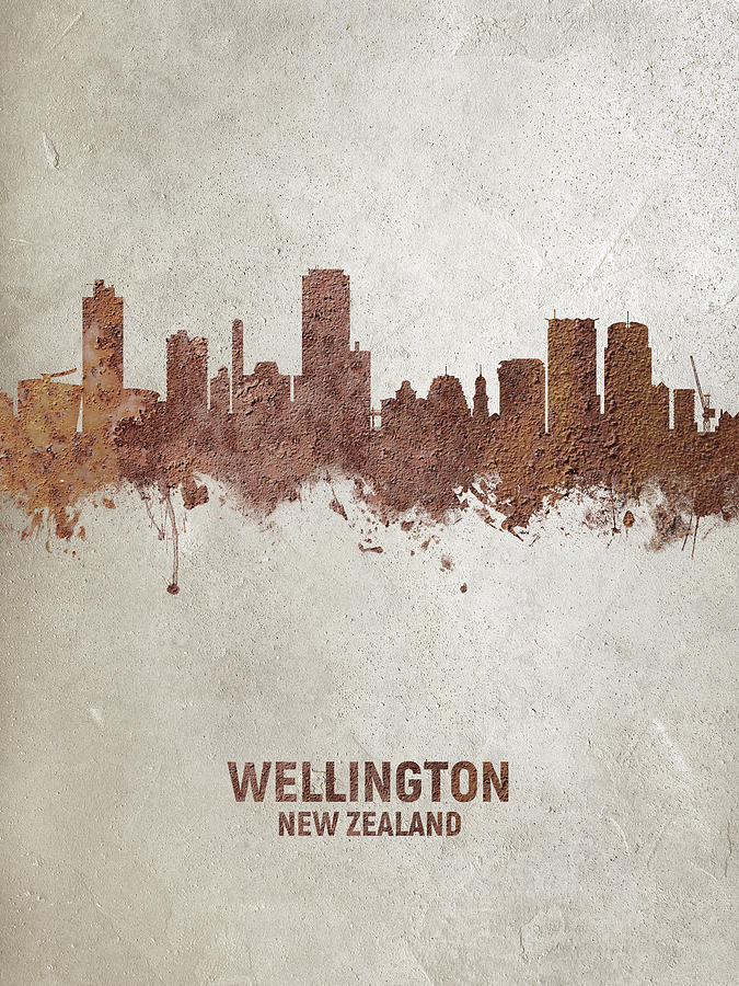 Skyline Digital Art - Wellington New Zealand Skyline #18 by Michael Tompsett