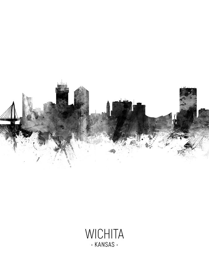 Wichita Digital Art - Wichita Kansas Skyline #18 by Michael Tompsett