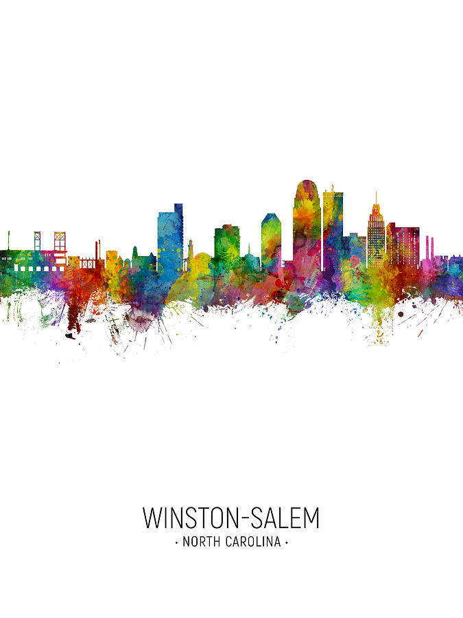 Winston-salem Digital Art - Winston-Salem North Carolina Skyline #18 by Michael Tompsett
