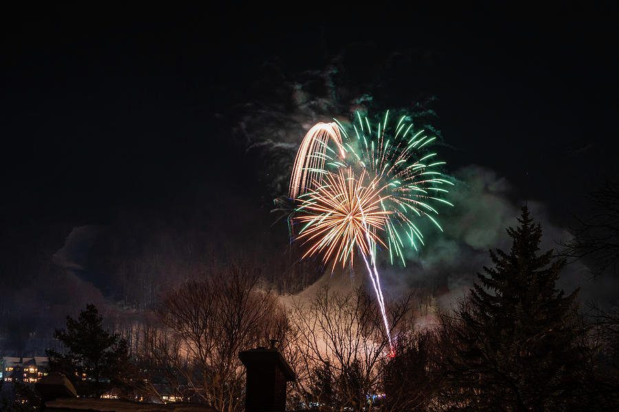 Winter Ski Resort Fireworks #18 Photograph by Chad Dikun