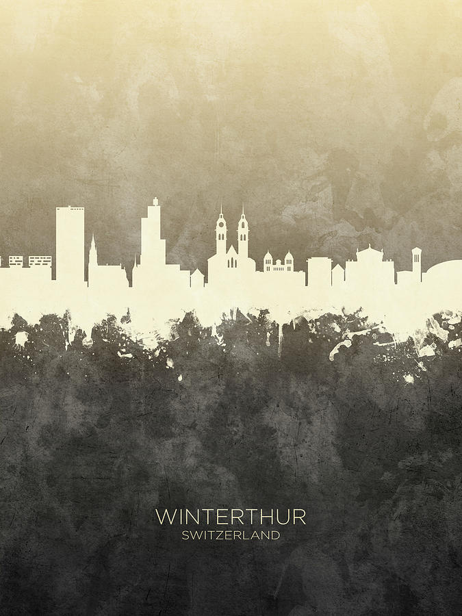 Winterthur Switzerland Skyline #18 Digital Art by Michael Tompsett