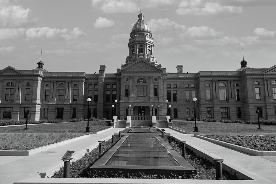 Wyoming state capitol building in Cheyenne Wyoming in black and white #18 Photograph by Eldon McGraw