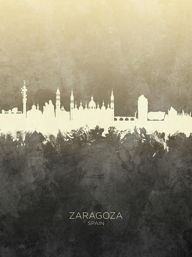 Zaragoza Spain Skyline #18 Digital Art by Michael Tompsett
