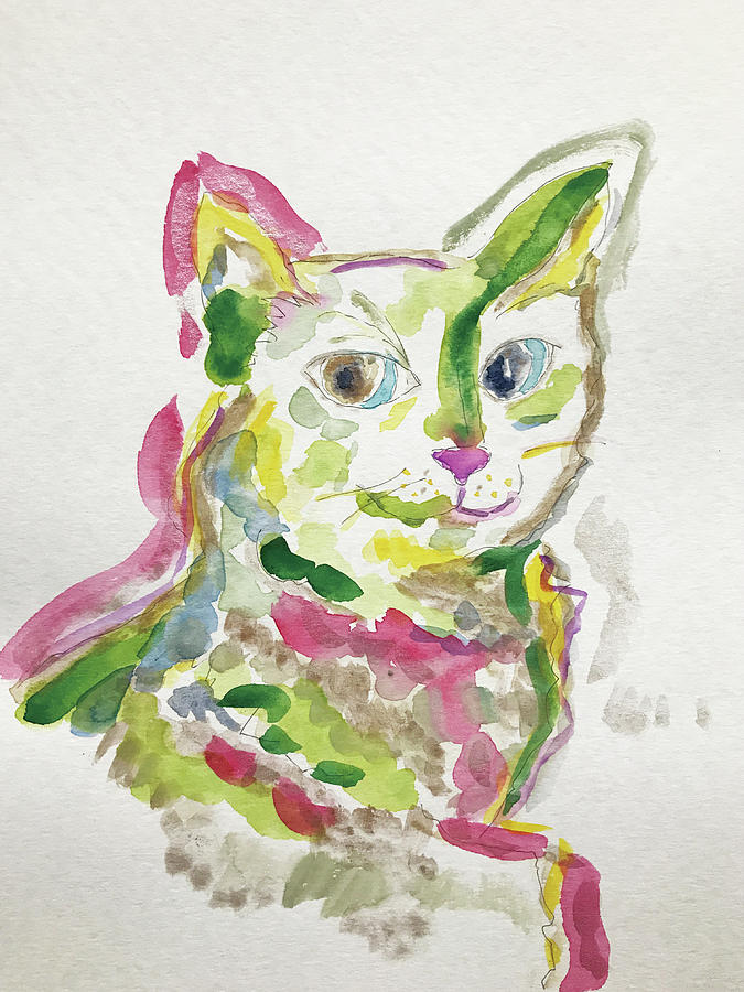Cat Painting - Hello cats #2 by Hikaru Yamamoto