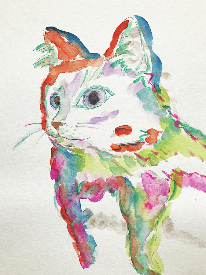 Cat Painting - Hello cats #1 by Hikaru Yamamoto