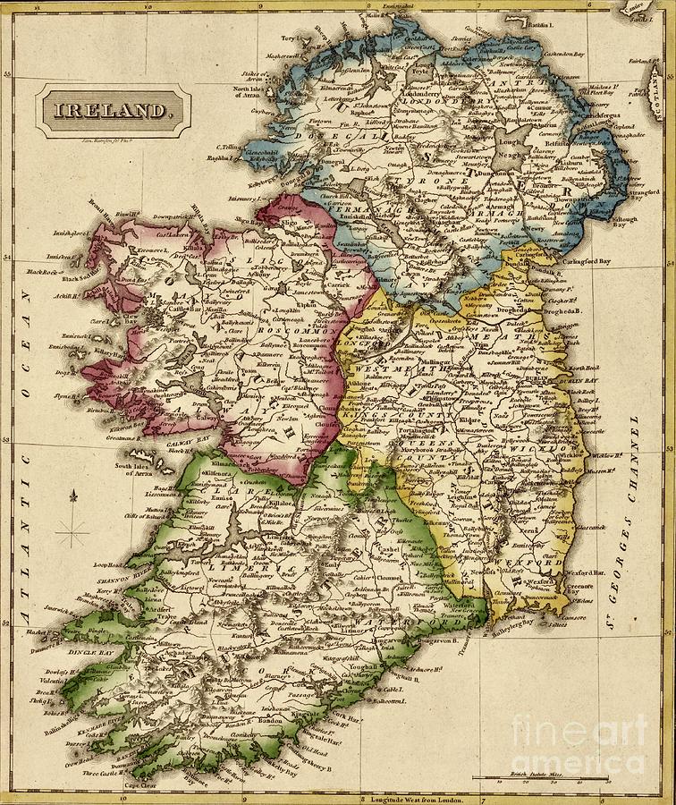 Vintage Map Of Ireland 1817 Vintage Map Of Ireland Photograph By Jl Images | Fine Art America