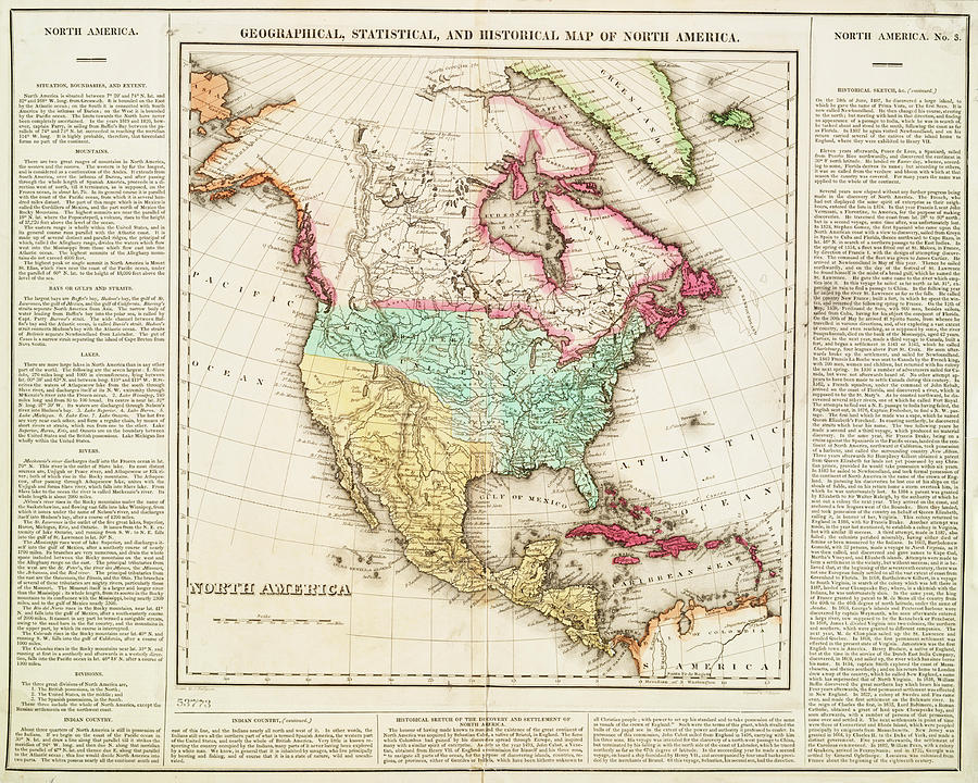 1822 Geographical, Statistical,  and Historical Map of North America Photograph by Toby McGuire