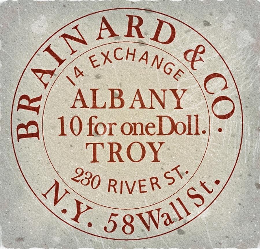1845 - Brainard and Co.- Albany New York - 10cts. Maroon Edition - Mail Artpost Digital Art by Fred Larucci