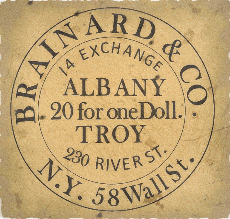 1845 - Brainard and Co.- Albany New York - 5cts. Canvas Edition - Mail Artpost Digital Art by Fred Larucci