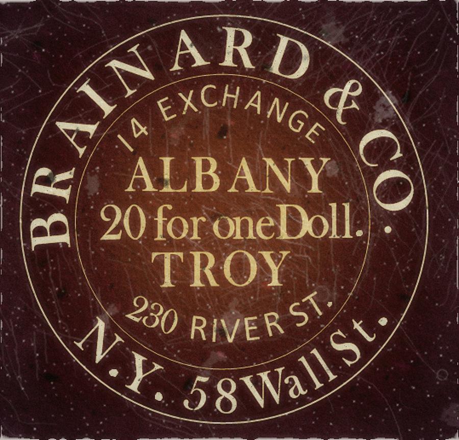 1845 - Brainard and Co.- Albany New York - 5cts. Dark Burgundy Edition - Mail Artpost Digital Art by Fred Larucci
