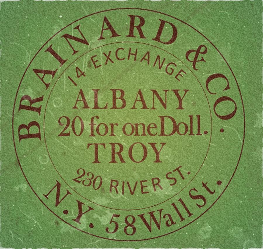 1845 - Brainard and Co.- Albany New York - 5cts. Dull Green Edition - Mail Artpost Digital Art by Fred Larucci