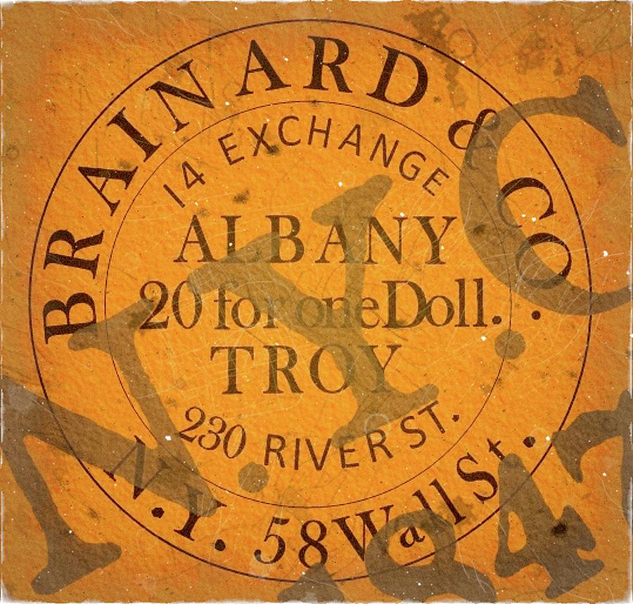 1845 - Brainard and Co.- Albany New York - 5cts. Orange Edition - Mail Artpost Digital Art by Fred Larucci