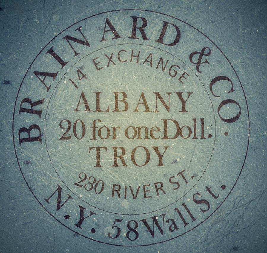 1845 - Brainard and Co.- Albany New York - 5cts. Winter Blue Edition - Mail Artpost Digital Art by Fred Larucci